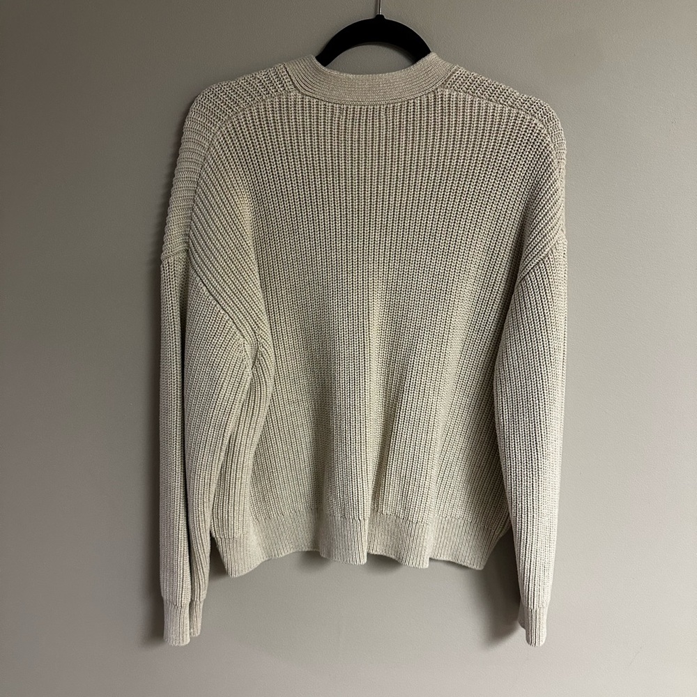Quince Cream V-Neck Button Front Knit Cropped Cardigan Fisherman - Picture 8 of 8